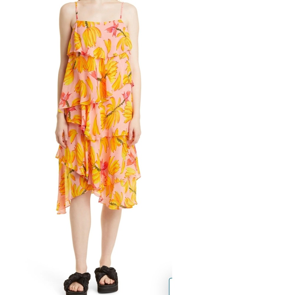 Farm Rio Banana‎ Taste Sleeveless Chiffon Dress Size M